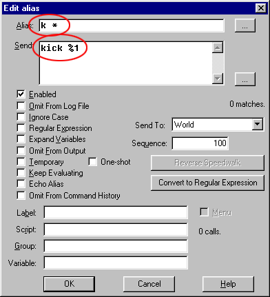 Alias with wildcard