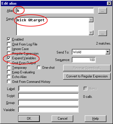 Targetting alias example