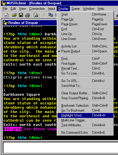 Display menu