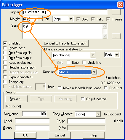 Configure exits trigger