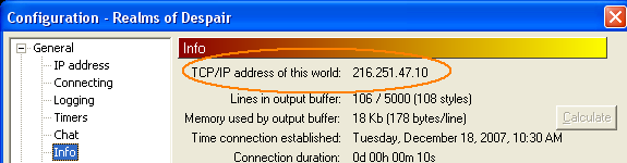 IP address in world info